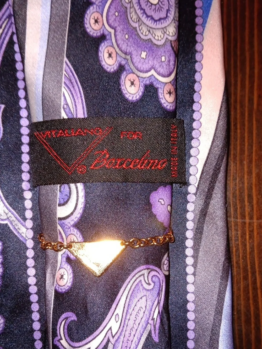 Vitaliano Pancaldi Men's Purple Paisley & Striped Tie - Elegant Dress Accessory